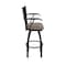 Holland Bar Stool Co Jackie with Arms 25 in. Swivel Counter Stool with Black Wrinkle Finish and Canter Earth Seat 415 - alternate 8
